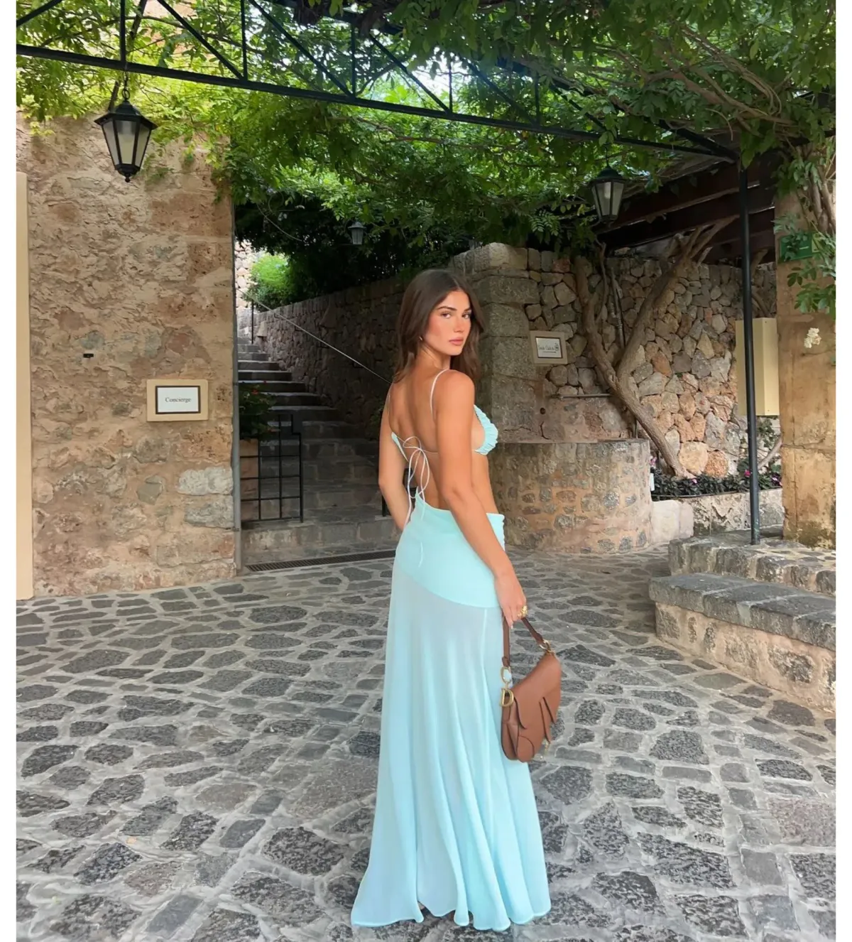 Natalie Rolt Dahlia Maxi Dress Baby Blue Size 1 AU 8 - Image 4