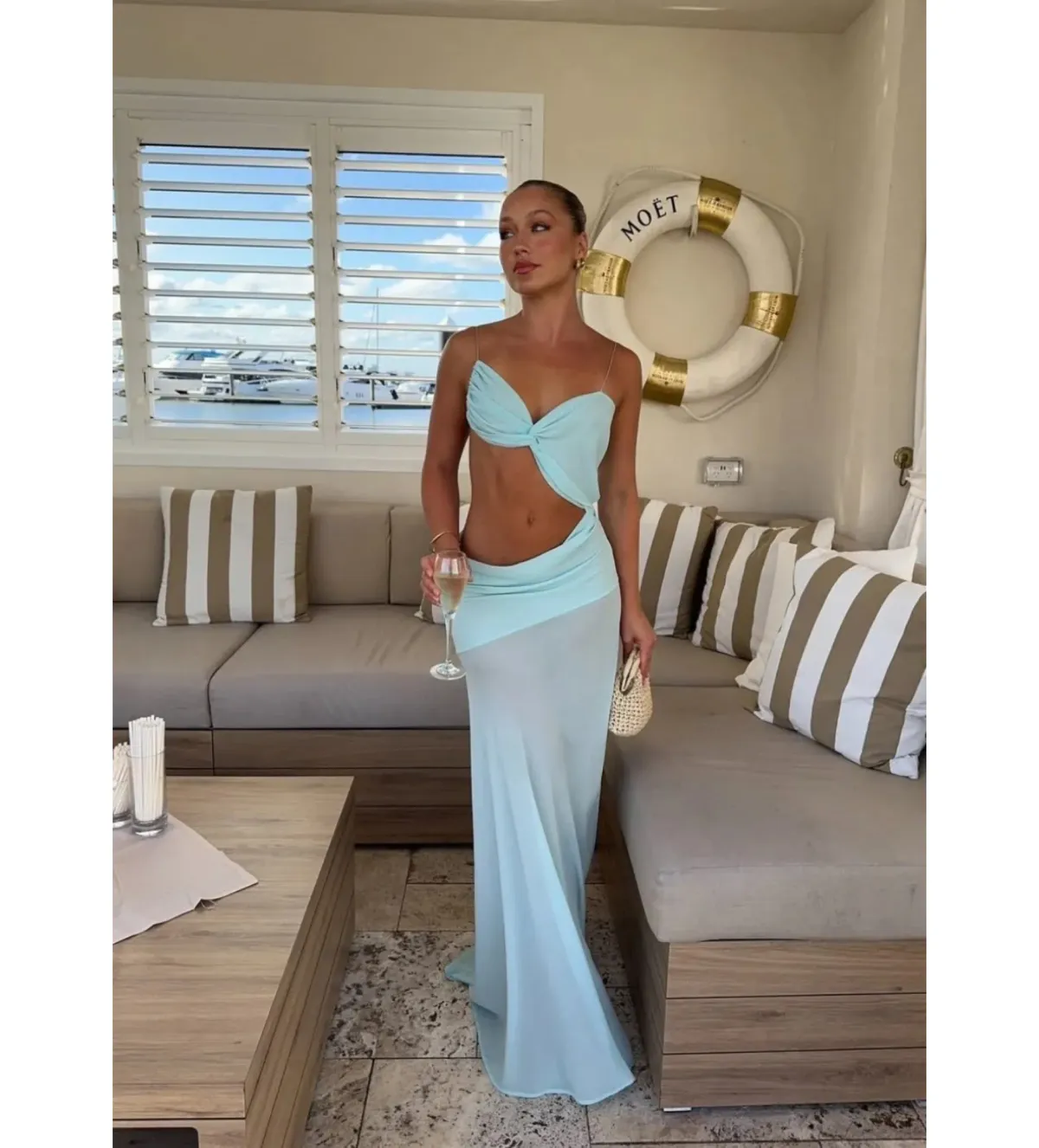 Natalie Rolt Dahlia Maxi Dress Baby Blue Size 1 AU 8 - Image 1