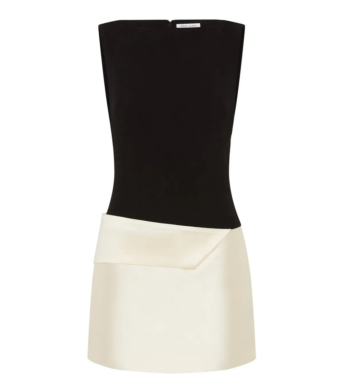 Rachel Gilbert Rikki Foldover Stretch-crepe Mini Dress in Black/White Size AU 12 - Image 4