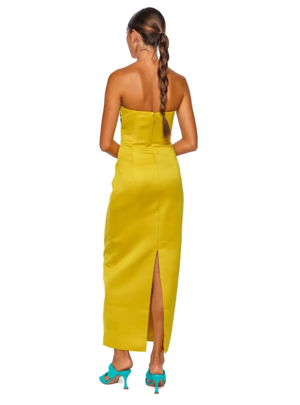 Leo Lin Rayna Applique Floral Bustier Maxi Dress Mustard Size AU 10 - Image 2