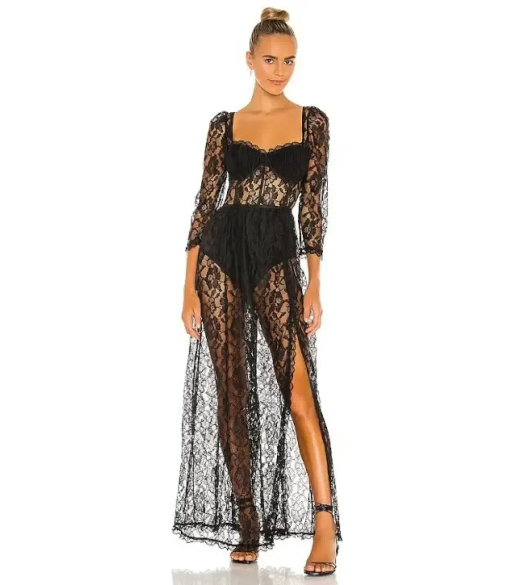 For Love And Lemons Aiden Sheer Maxi Dress Black Size M/AU 10-12 for rent on The Volte - main image