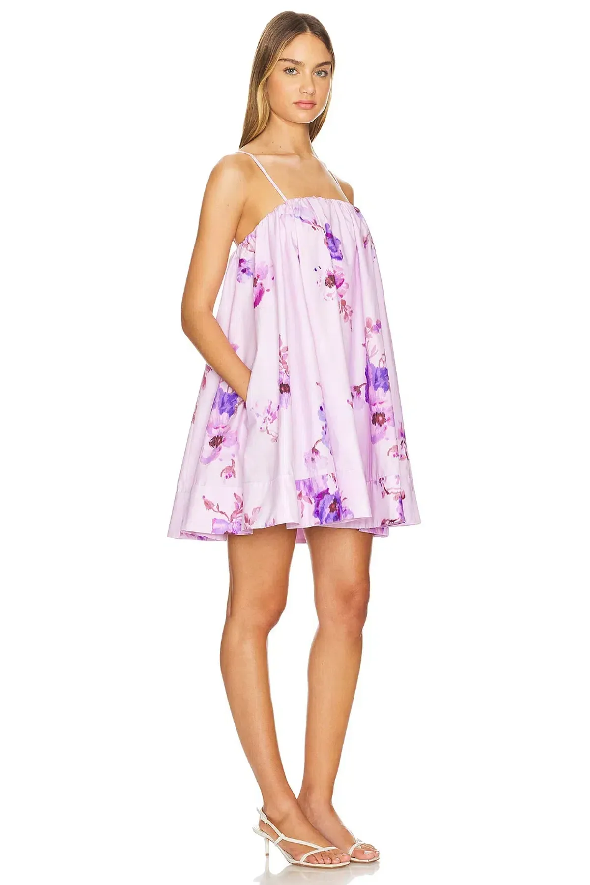 Zimmermann Lightburst Puff Mini Dress Purple Floral Size 2 / Size Au 12 - Image 2