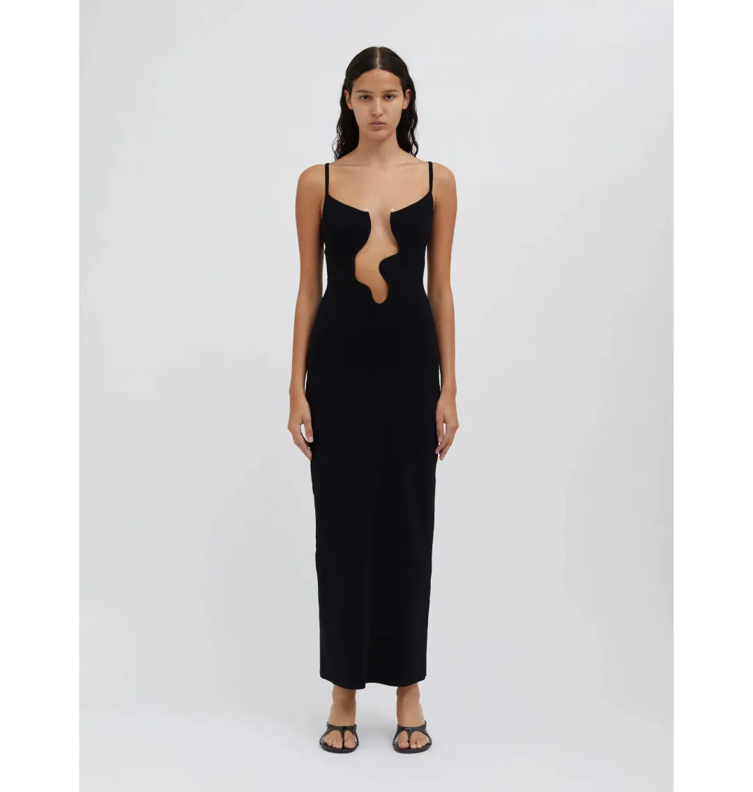 Christopher Esbar Salacia Wire Column Maxi Dress Black Size 8 for rent on The Volte - main image
