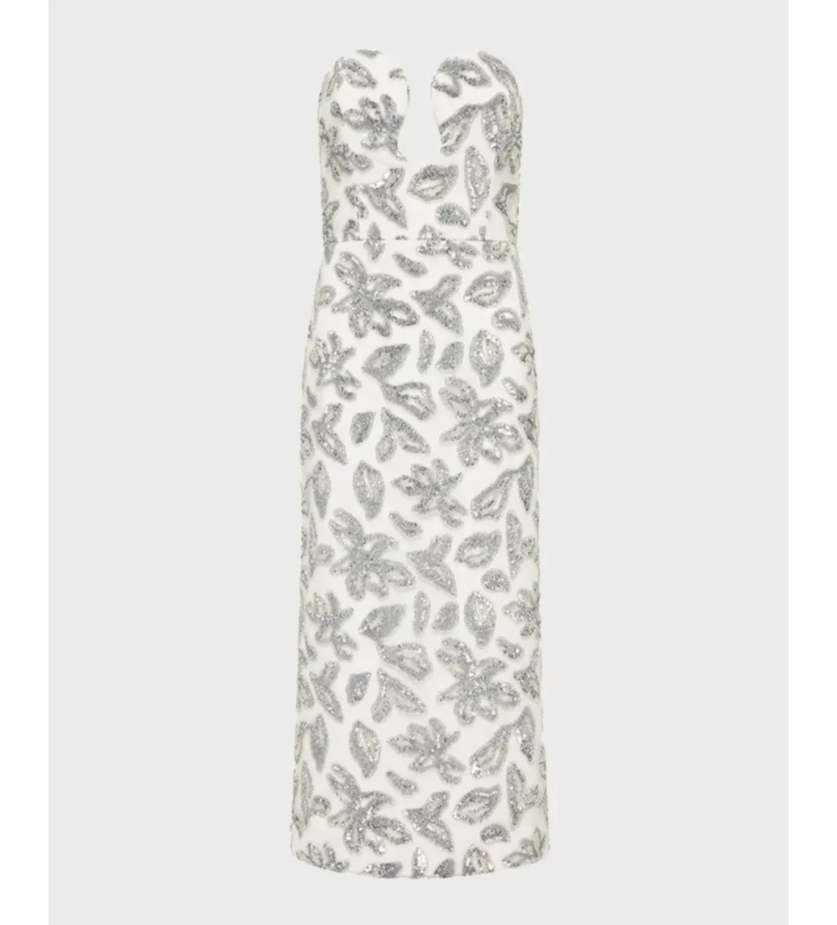Rebecca Vallance Suki Strapless Bead & Sequin Midi Dress White Size AU 16 - Image 4