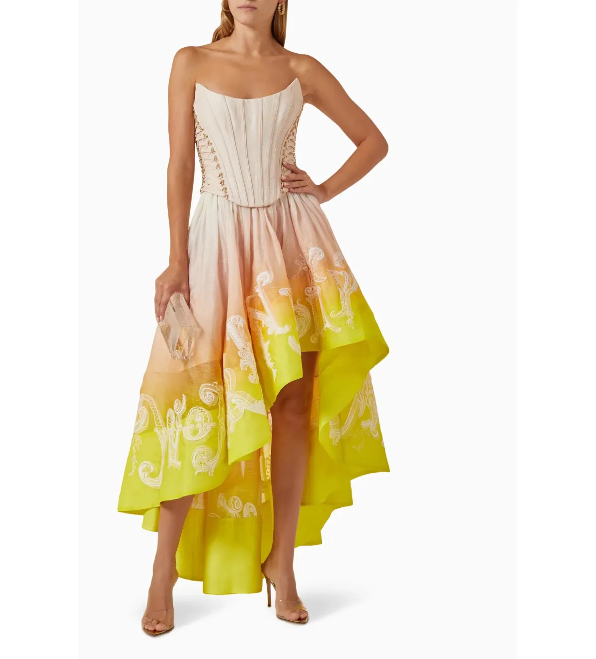 Zimmermann Wonderland Lace Up Midi Dress Sunset Ombre Size 2 AU 12 - Image 1