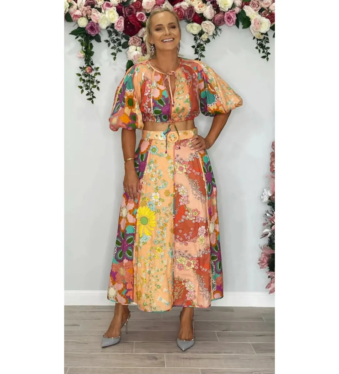 Zimmermann Lola Floral Skirt Top Set in Print Size 1 / AU10 for rent on The Volte - main image