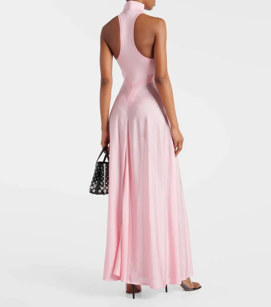 ALAÏA Turtleneck Maxi Dress Pink Size Au 8 for rent on The Volte - main image