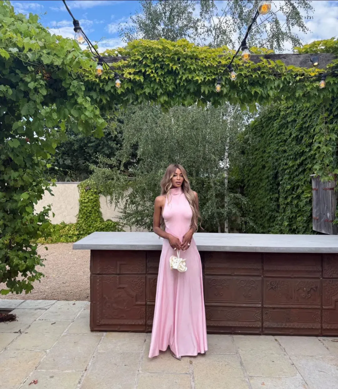 ALAÏA Turtleneck Maxi Dress Pink Size Au 8 for rent on The Volte - main image