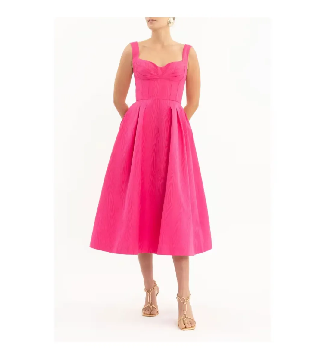 Rebecca Vallance Lyla Midi Dress Hot Pink Size 14 AU for rent on The Volte - main image