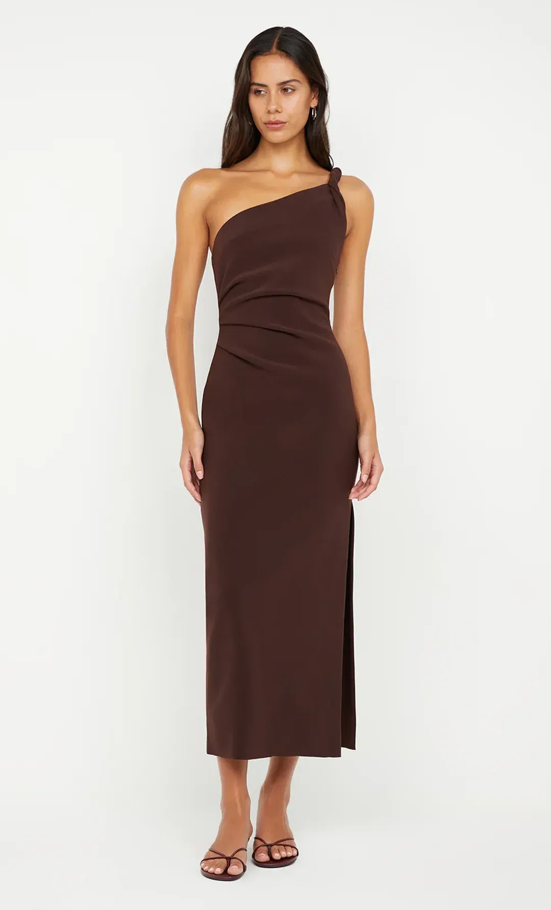 Bec & Bridge Ariven Asym Midi Dress Dark Chocolate Size 12 for rent on The Volte - main image