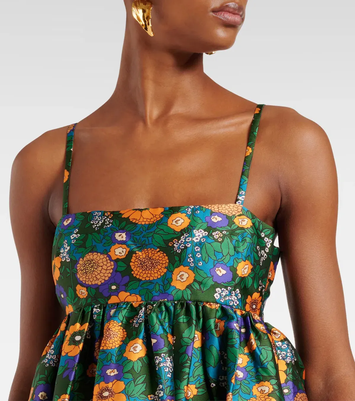 Alemais Carmine Printed Open Back Midi Dress Green Floral Multi Size 12 - Image 3