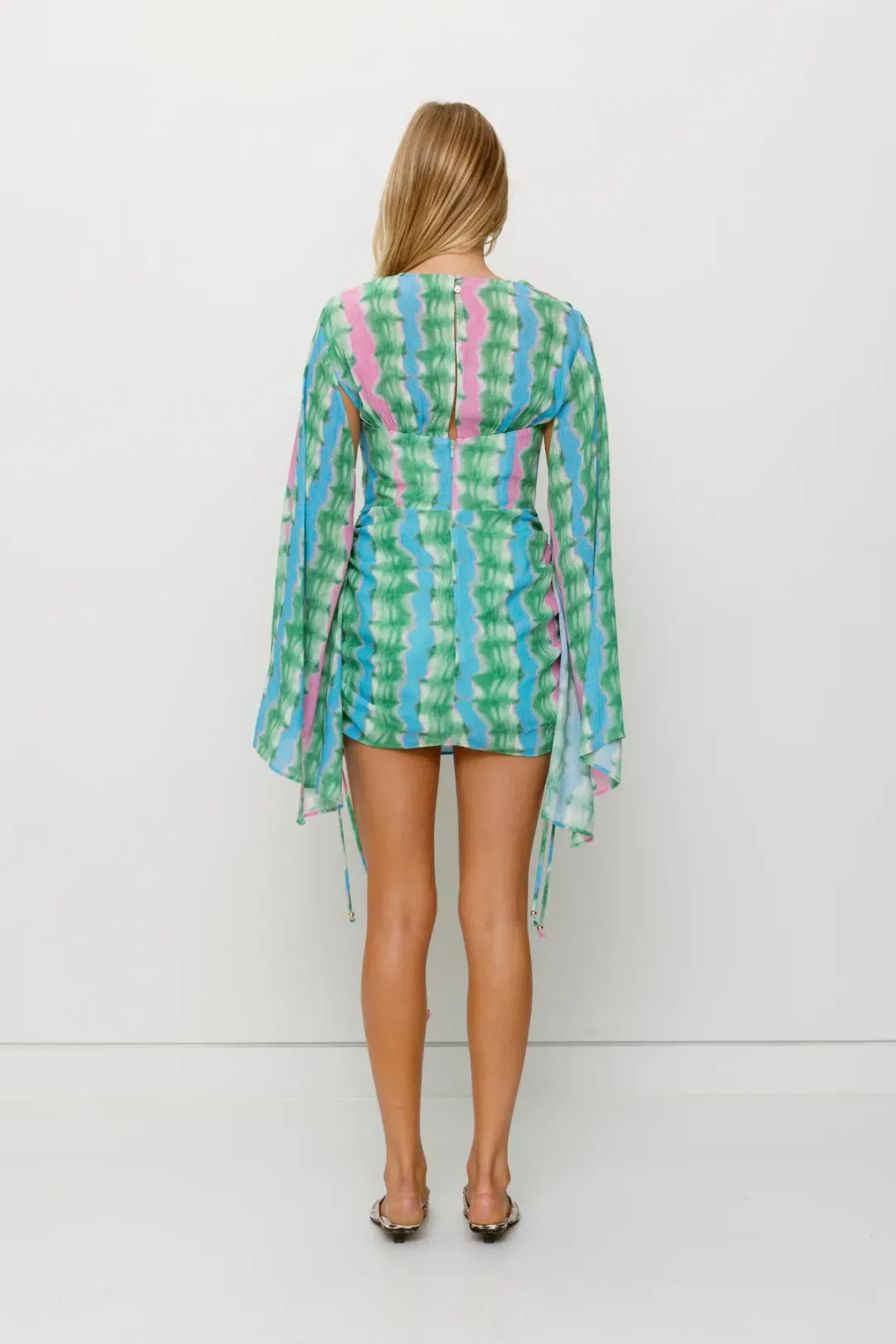 The Wolf Gang Zoya Mini Dress Tie Dye Stripe Size AU 8 for rent on The Volte - main image