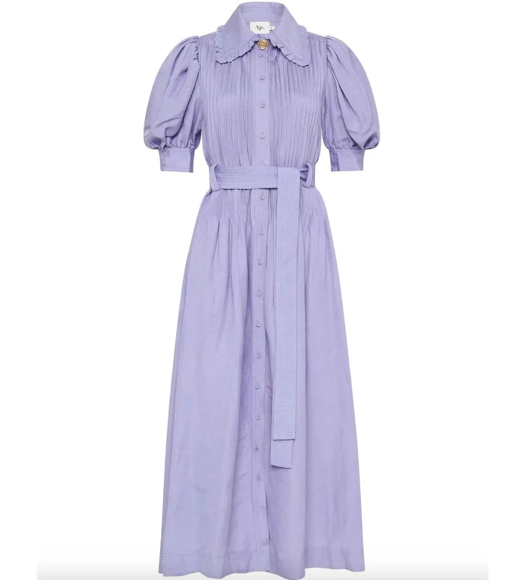Aje Madeleine Belted Midi Dress in Lilac Size 10/M for rent on The Volte - main image