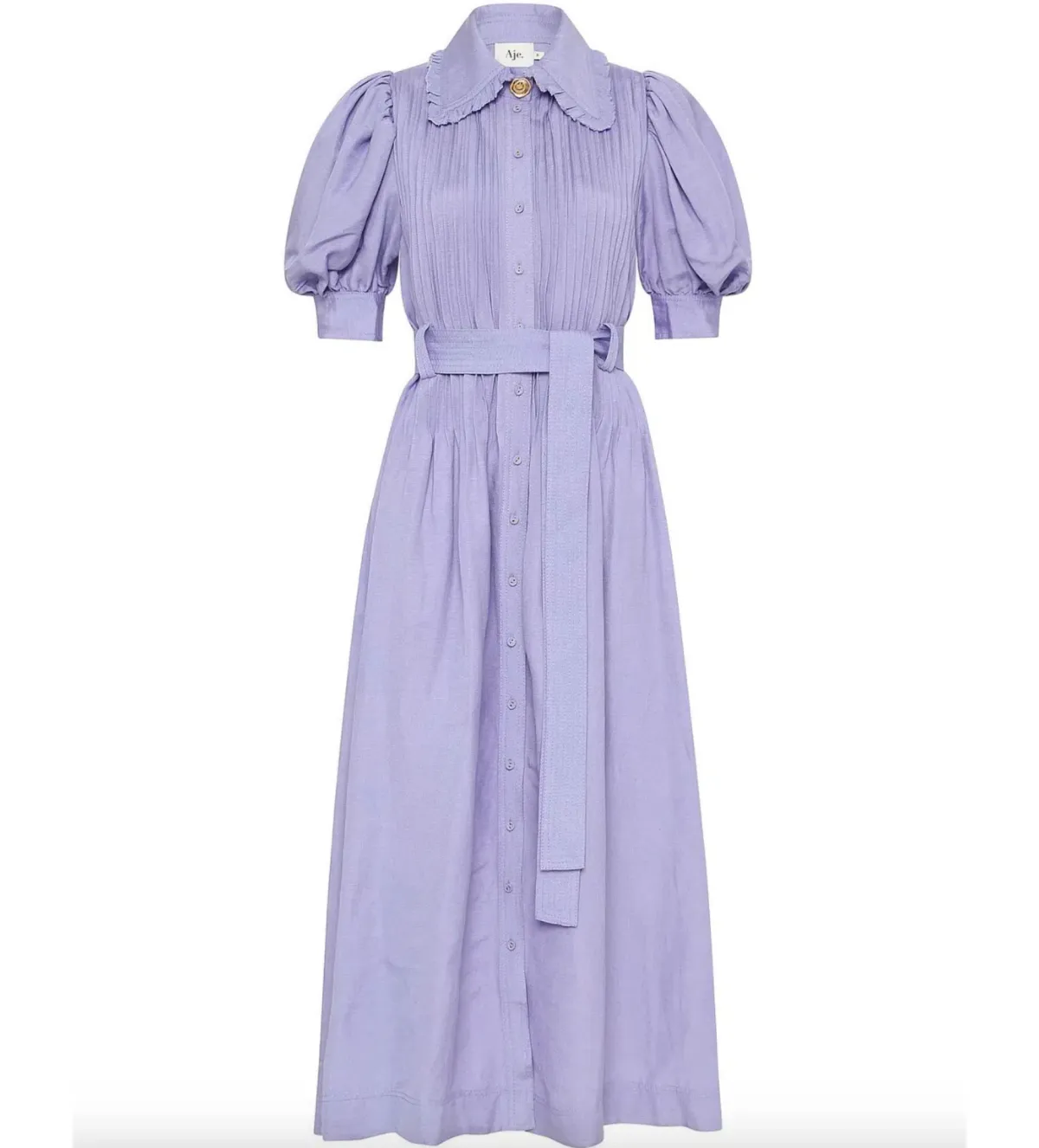 Aje Madeleine Belted Midi Dress in Lilac Size 10/M - Image 4