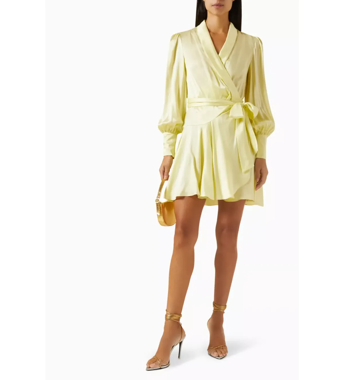 Zimmermann Silk Wrap Mini Dress in  Lemon Size 3/ AU 14 - Image 1