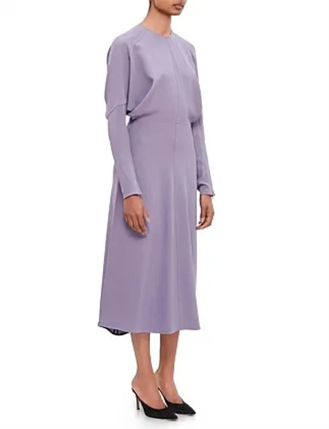 Victoria Beckham Dolman Midi Dress with Blouson Bodice Purple Size 16 for rent on The Volte - main image