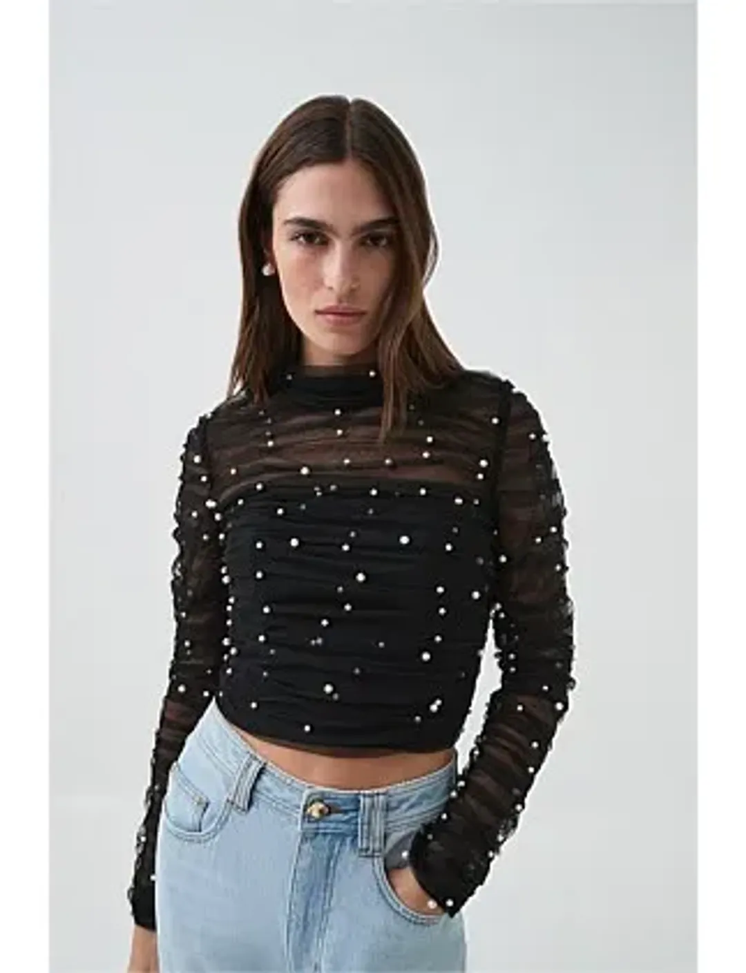 Aje Juniper Crop Top Black Size 8 for rent on The Volte - main image