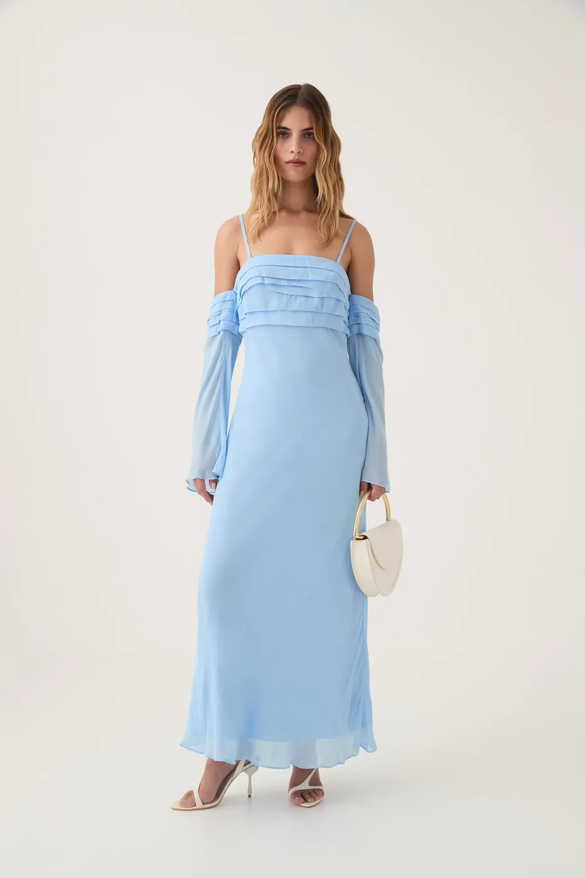 Aje Minette Chiffon Midi Dress in Powder Blue Size AU 4 - Image 1