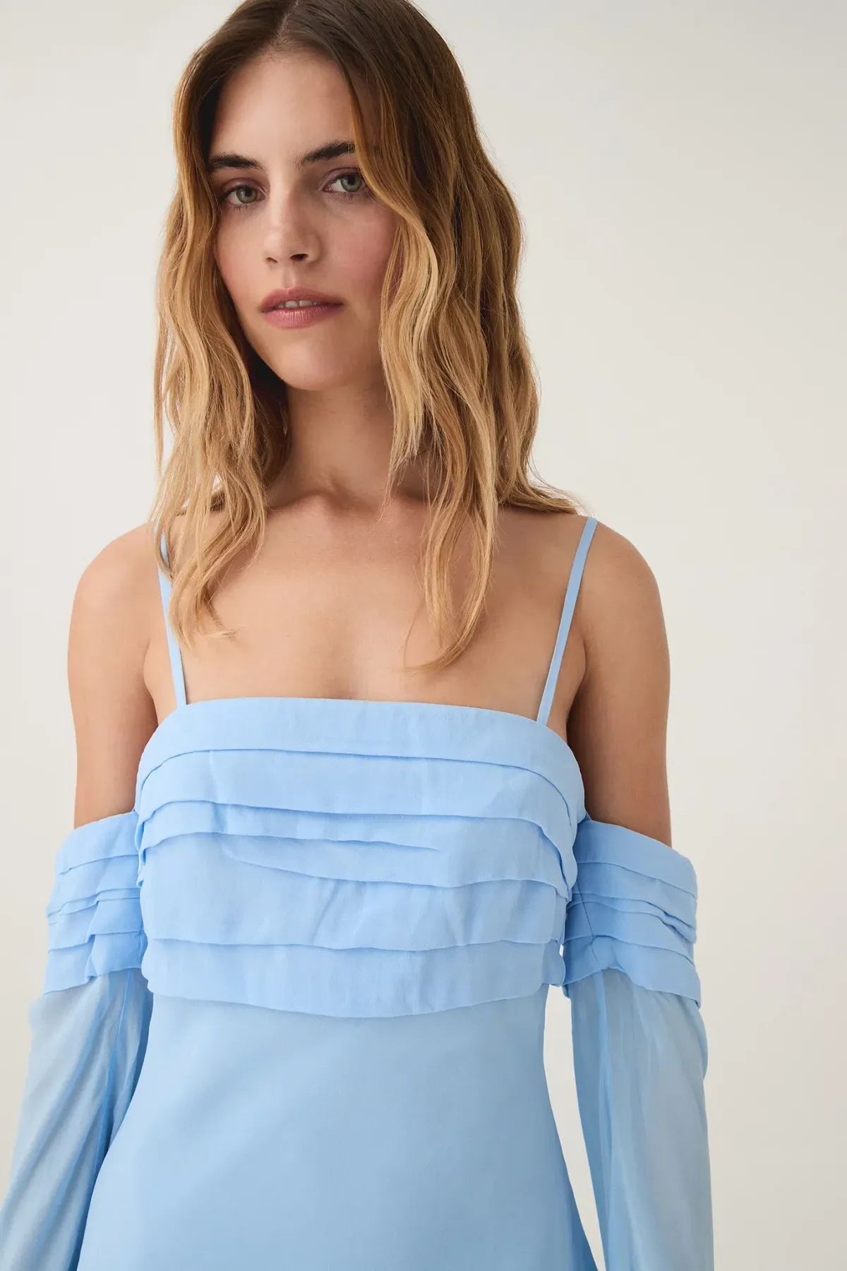 Aje Minette Chiffon Midi Dress in Powder Blue Size AU 4 - Image 3