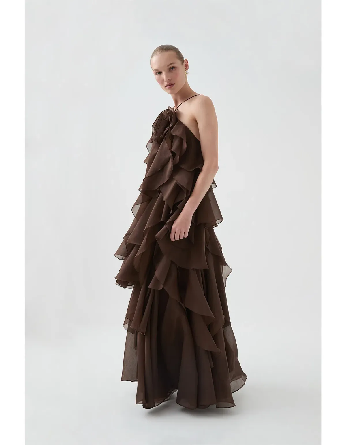Aje Pandorea Layered Maxi Dress in Carob Brown Size AU 10 - Image 2
