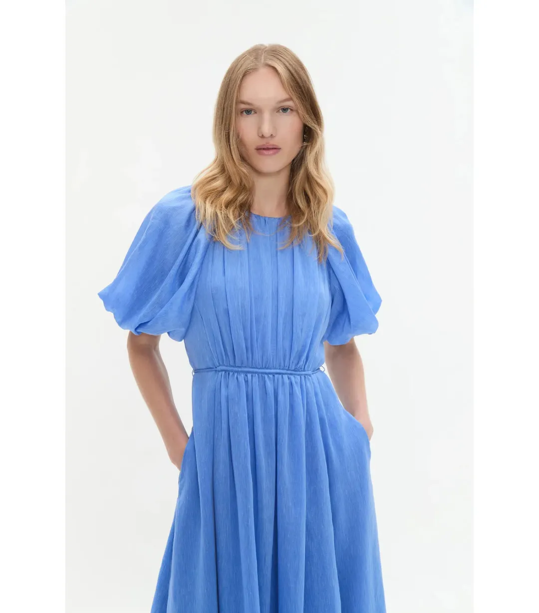 Aje Alma Midi Dress in Mist Blue Size AU 12 for rent on The Volte - main image