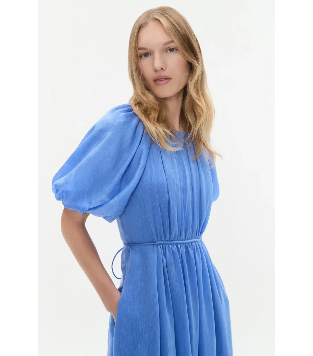 Aje Alma Midi Dress in Mist Blue Size AU 12 for rent on The Volte - main image
