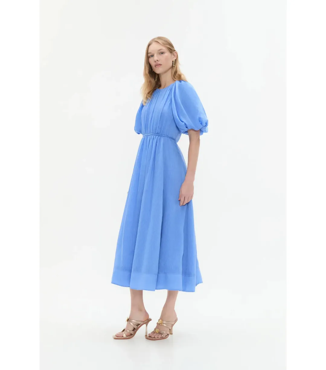 Aje Alma Midi Dress in Mist Blue Size AU 12 for rent on The Volte - main image