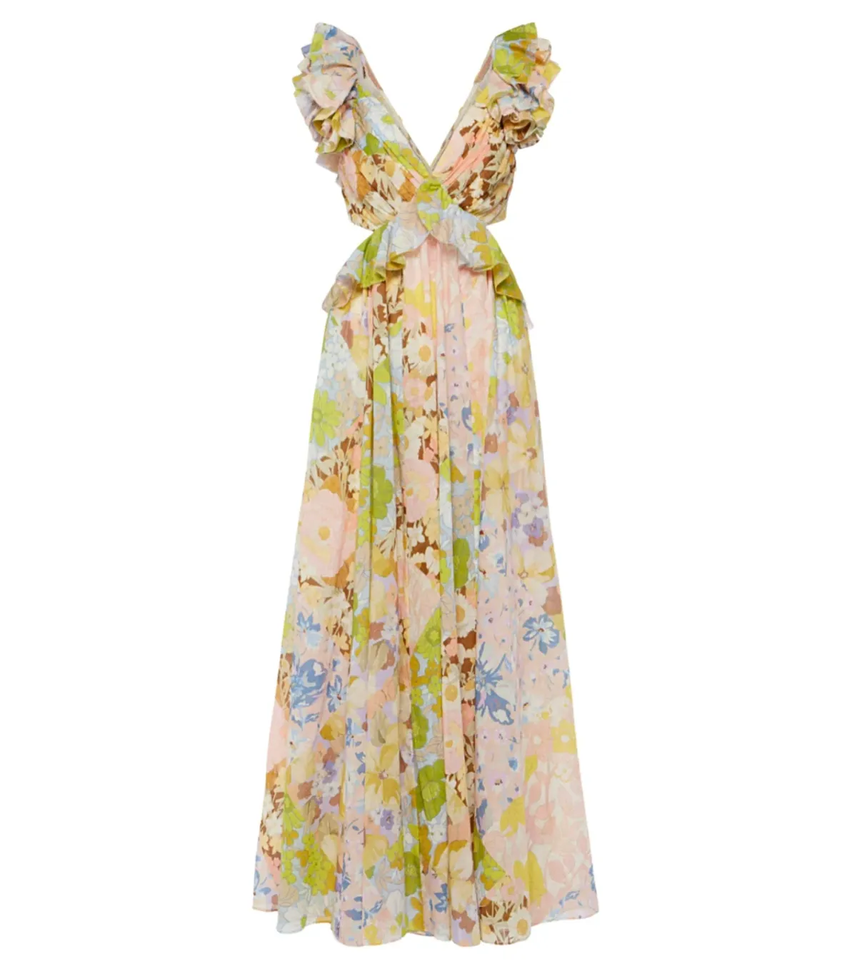 Zimmermann Pop Ruffle Sleeve Midi Dress in Patch Floral Size 0 / AU 8 - Image 5