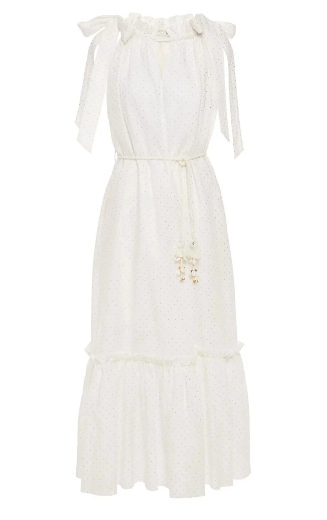 Zimmermann Zinnia Metallic Polka Dot Linen Midi Dress Size AU 8 for rent on The Volte - main image