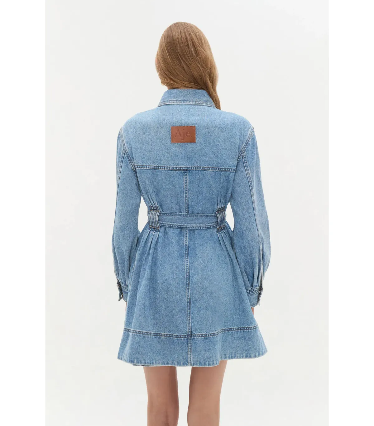 Aje Lane Denim Mini Dress Coastal Wash Size AU 8 - Image 5