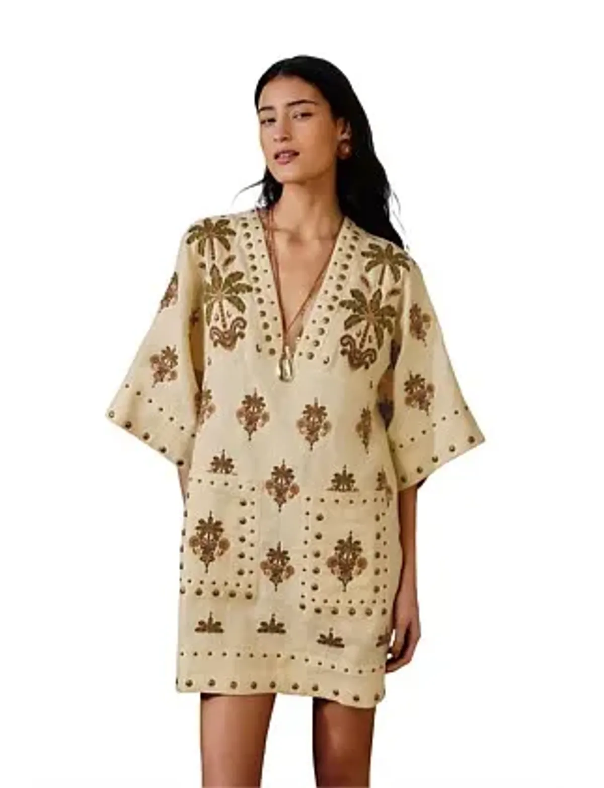 Farm Rio Coconut Tree Tapestry Mini Tunic Dress Size 14/M - Image 2