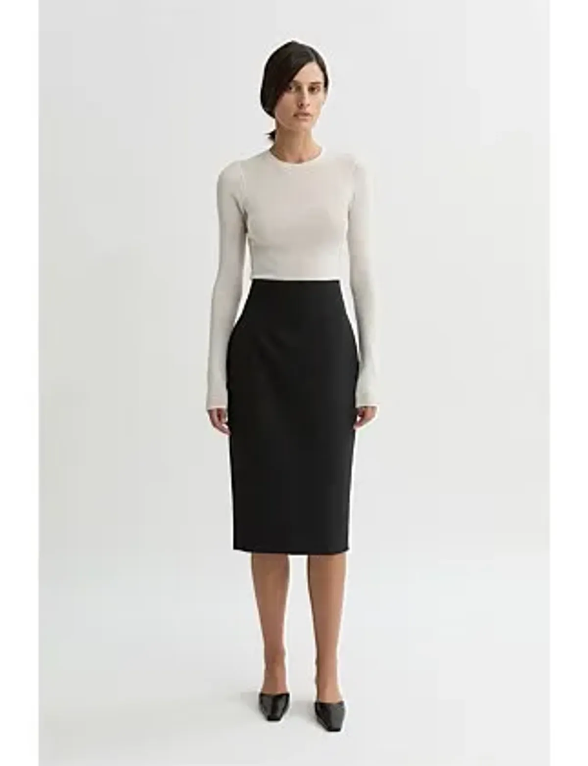 Willow Astrid Wool Pencil Skirt Black Size 6 - Image 2