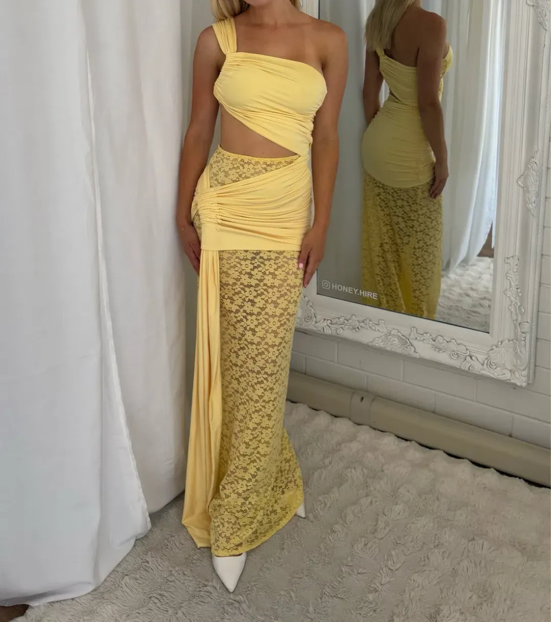 Deconduarte Paridiso Maxi Dress Yellow Size XS/6 for rent on The Volte - main image