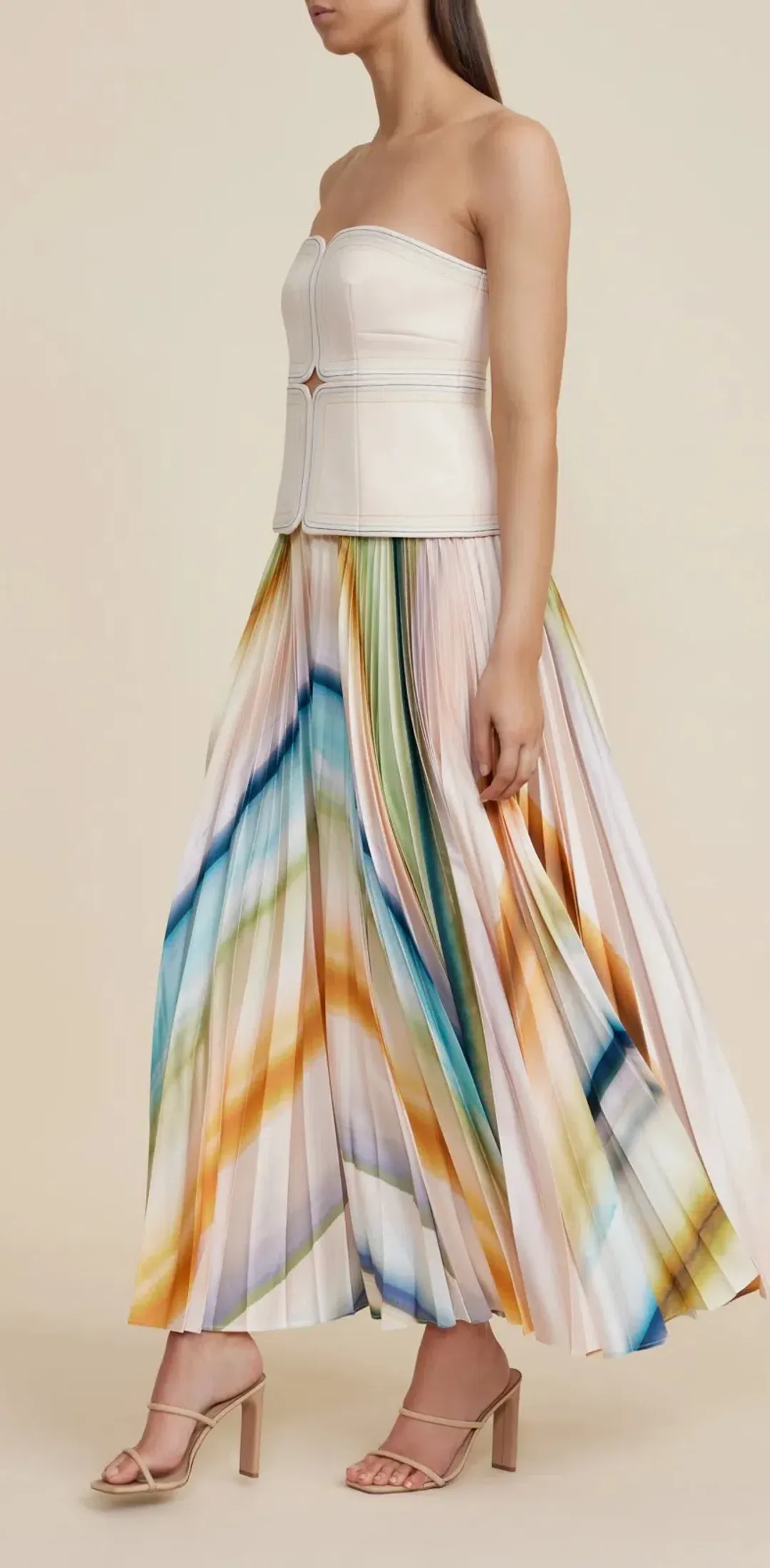 Acler Avonlea Midi Dress in Watercolour Stripe Size 8 for rent on The Volte - main image