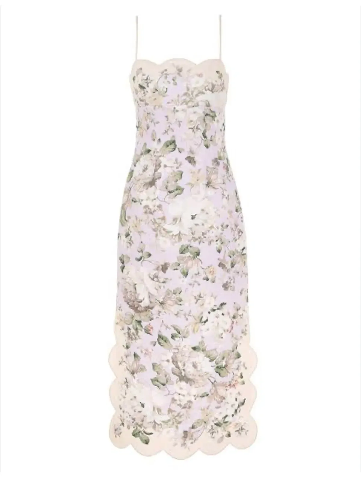 Zimmermann Acacia Scallop Midi Dress Floral Size 2/Au 12  - Image 1