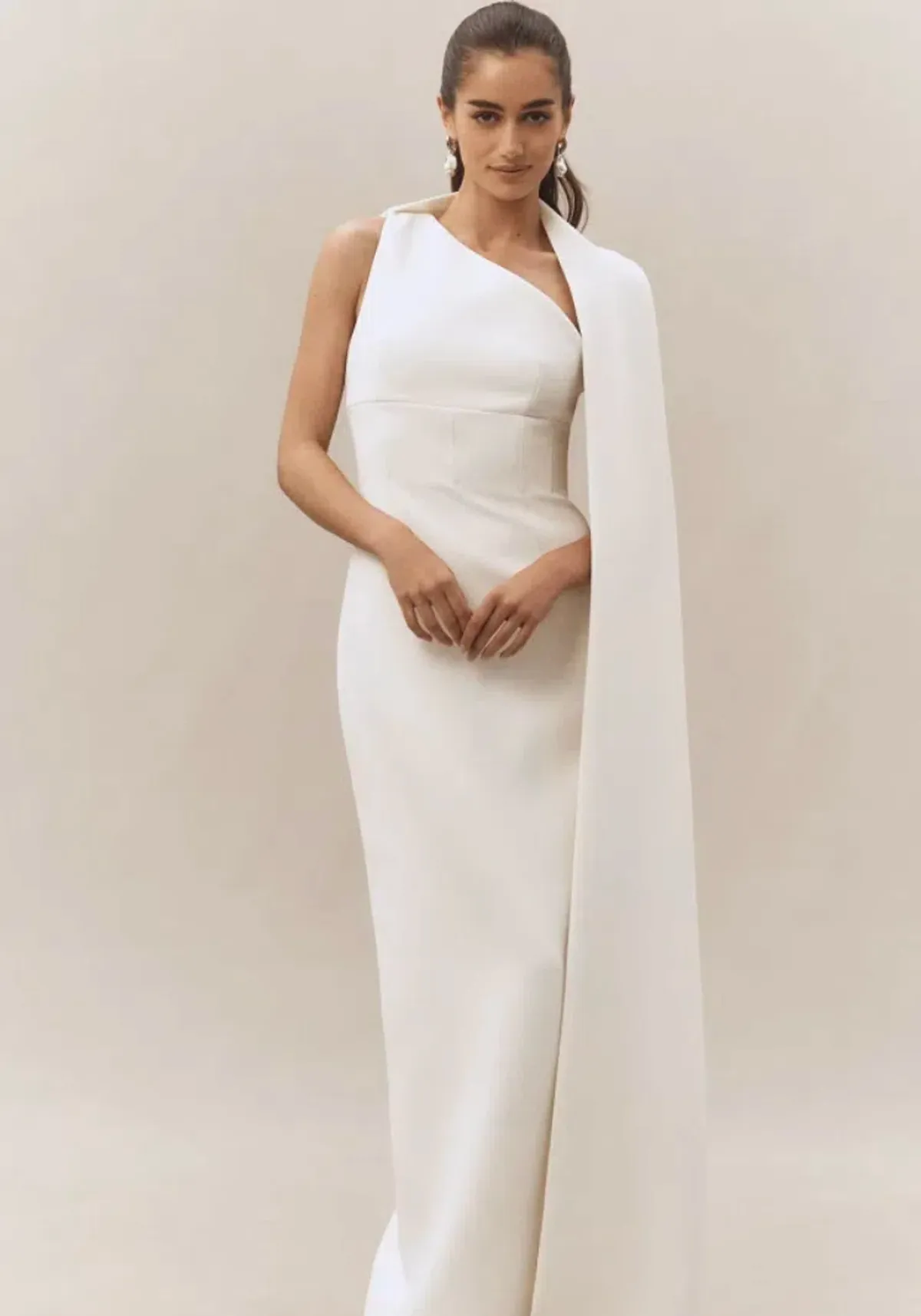 Rachel Gilbert Clara Stretch Crepe Wedding Dress Midi Ivory Size AU 8 - Image 2