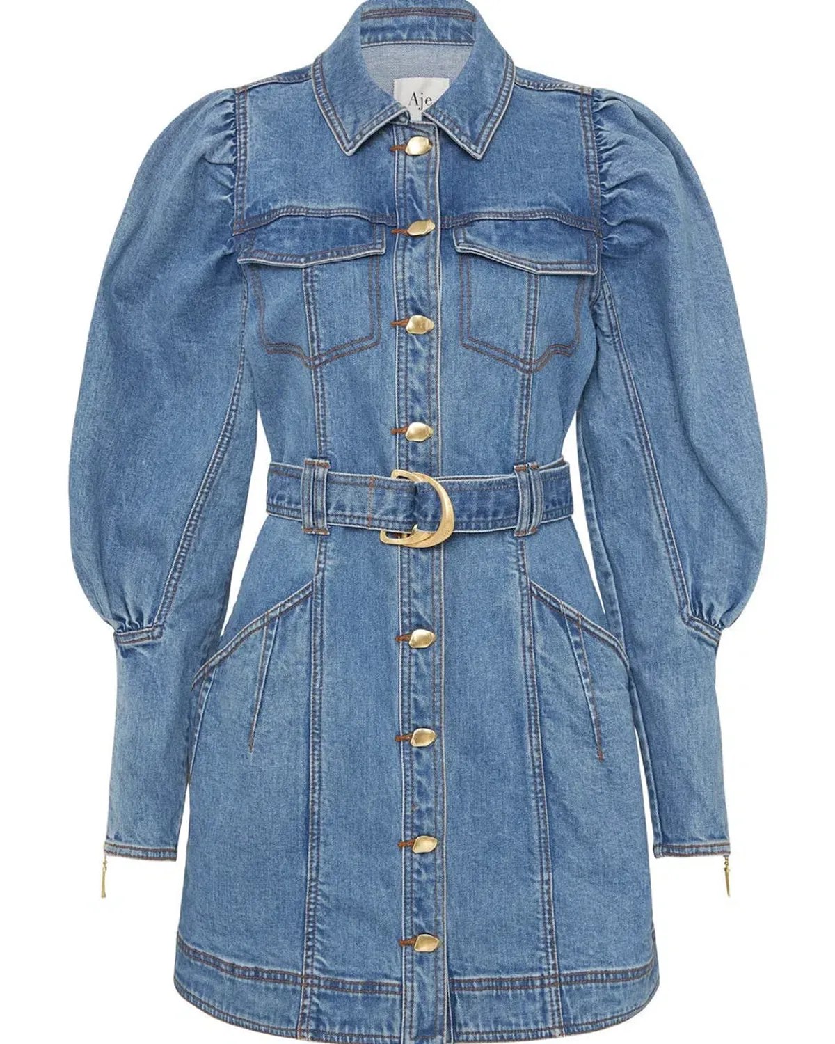 Aje Dione Long Sleeved Denim Mini Dress Blue Size 6 - Image 4