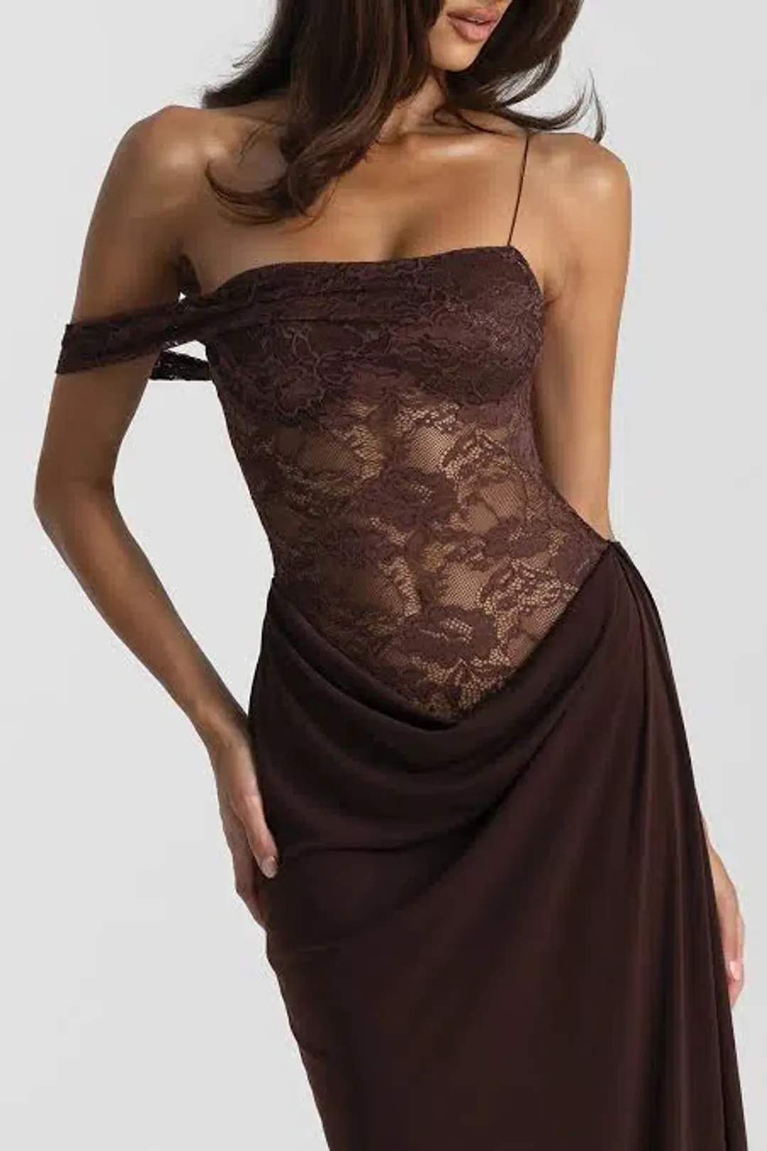 Natalie Rolt Sloane Maxi Dress in Brown Size 0/ AU 6 for rent on The Volte - main image