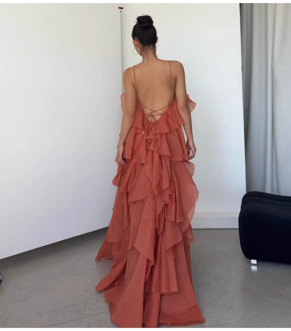 Aje Pandorea Layered Maxi Dress in Coral Clay Size AU 6 - Image 6