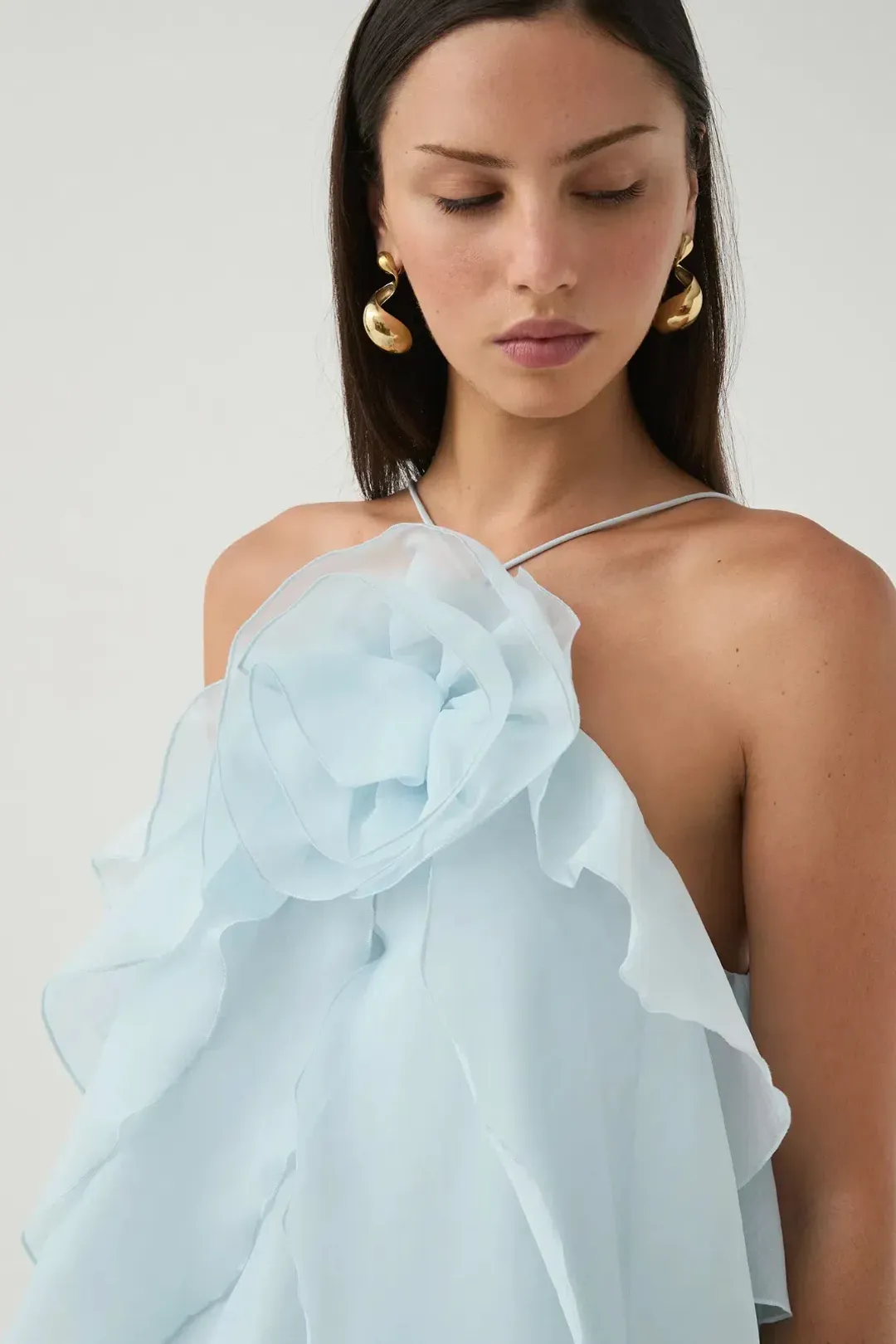 Aje Pandorea Layered Maxi Dress in Silver Blue Size XS / AU 6 for rent on The Volte - main image