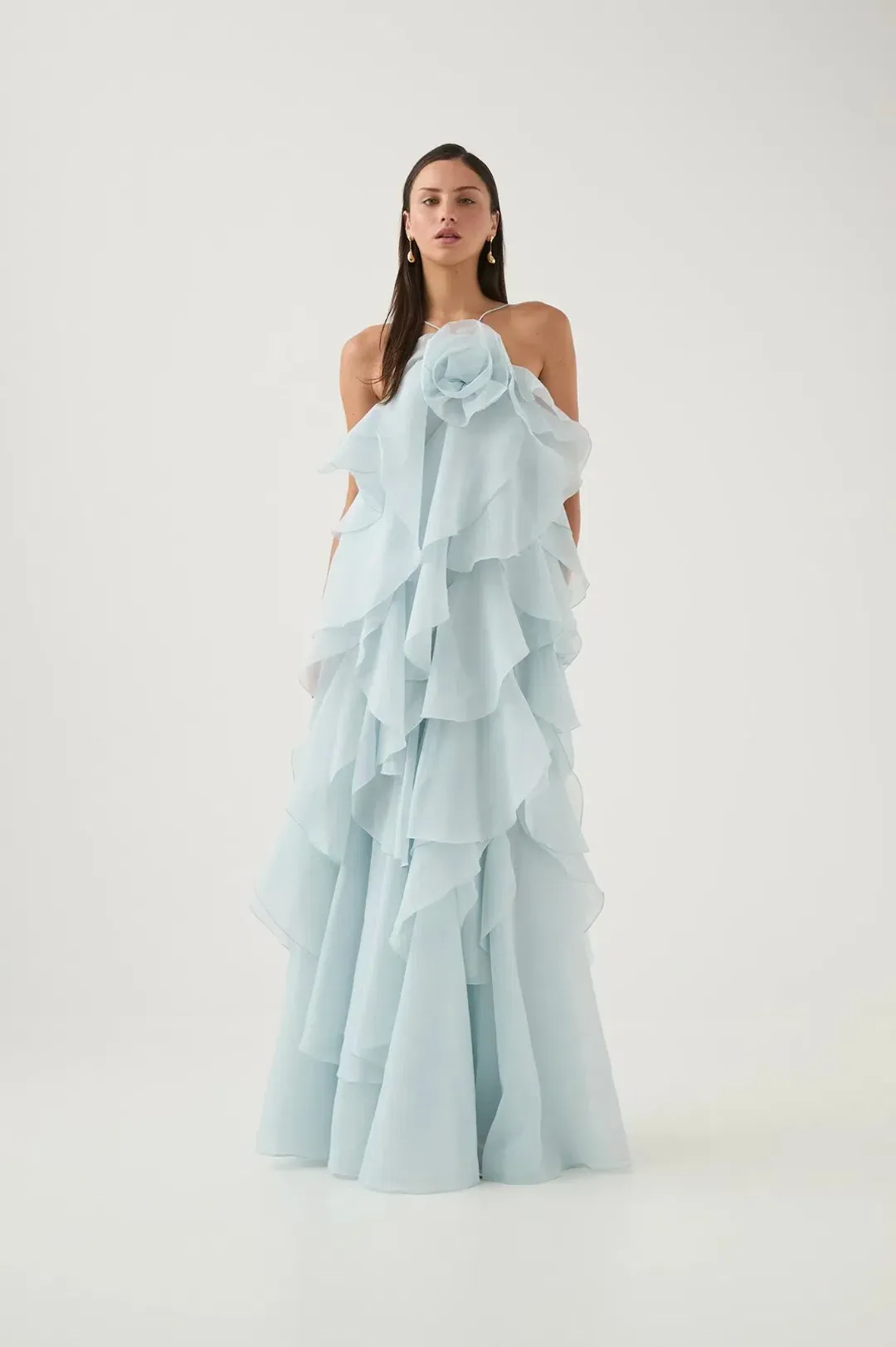 Aje Pandorea Layered Maxi Dress in Silver Blue Size XS / AU 6 for rent on The Volte - main image