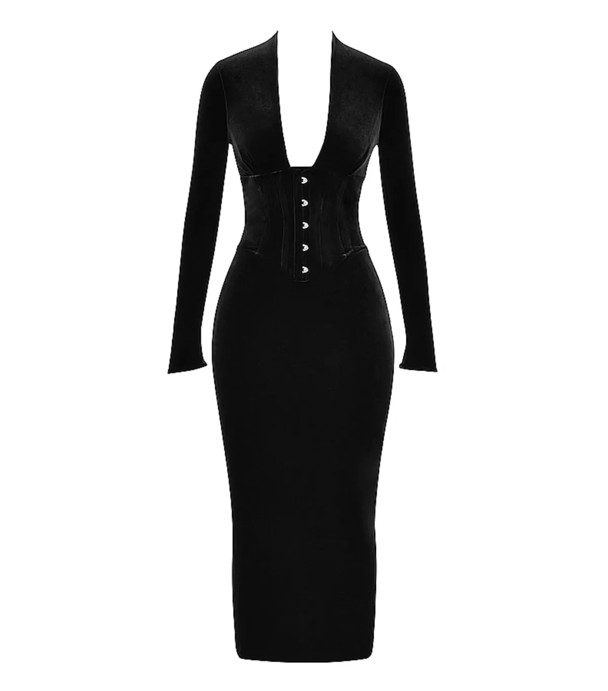 House of CB Arabella Corset Midi Dress Black Velvet Size AU 10  - Image 5