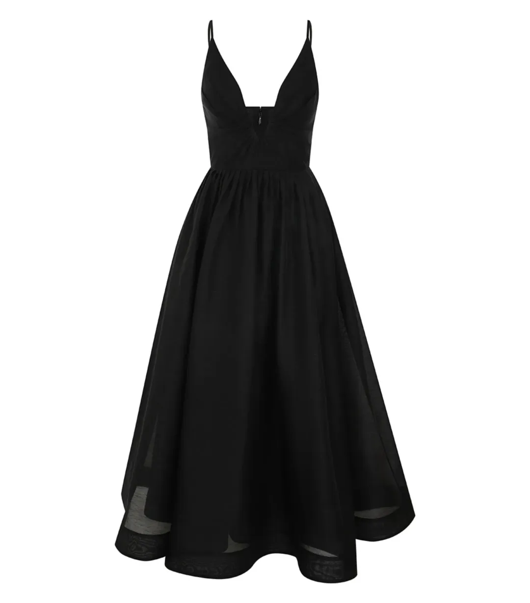 Zimmermann Hypnotic V Neck Midi Dress in Black Size 4 / AU 16 for rent on The Volte - main image