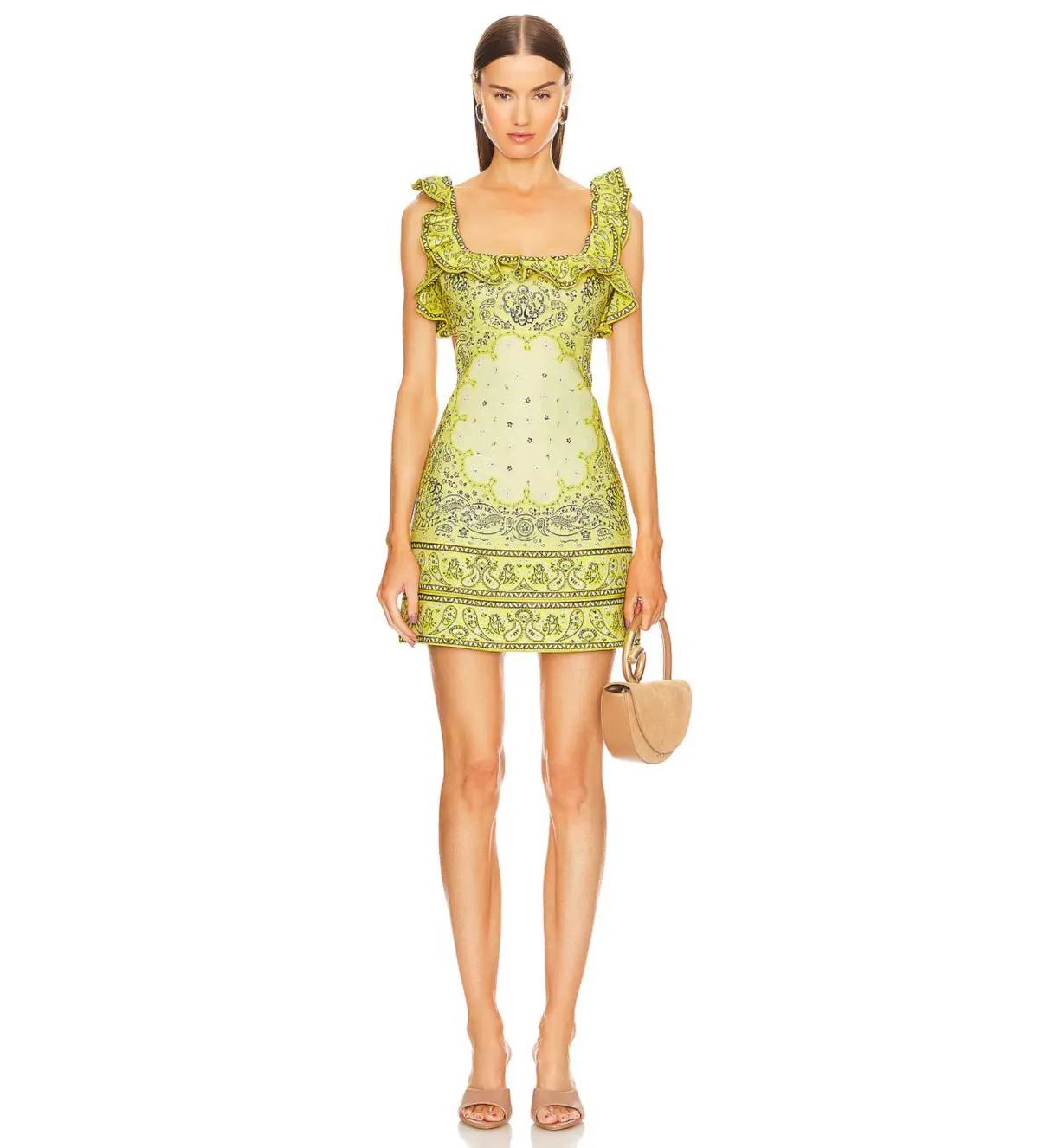 Zimmermann Matchmaker Frilled Mini Dress Yellow Bandana Size 1 AU 10 - Image 1