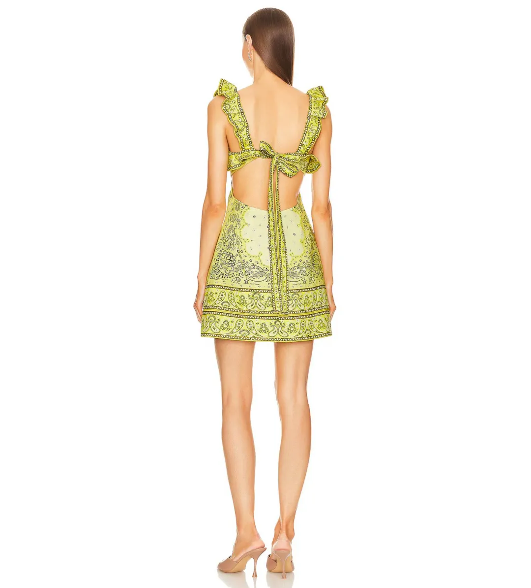 Zimmermann Matchmaker Frilled Mini Dress Yellow Bandana Size 1 AU 10 for rent on The Volte - main image