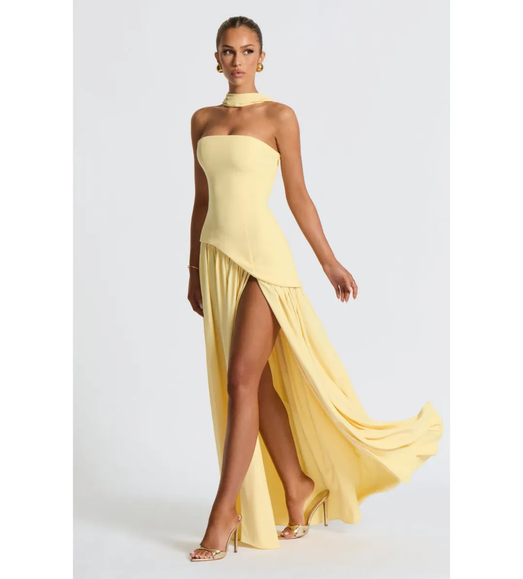 Babyboo Maliyah Maxi Dress in Lemon Yellow Size S / AU 8 for rent on The Volte - main image