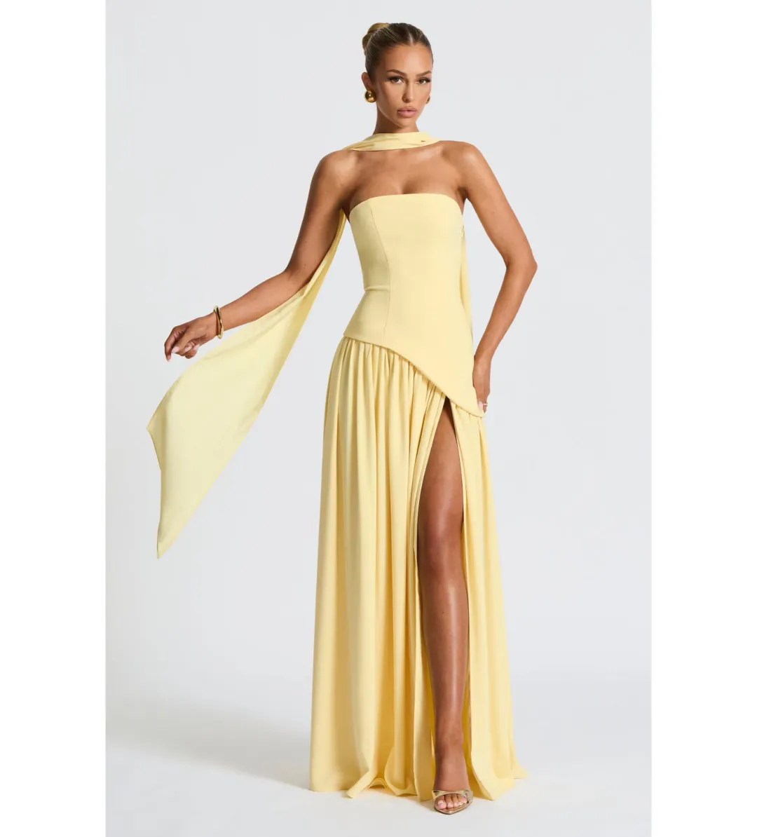 Babyboo Maliyah Maxi Dress in Lemon Yellow Size S / AU 8 for rent on The Volte - main image