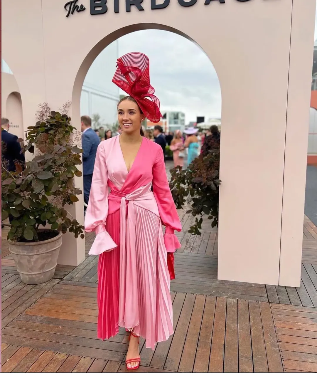 Acler Empire Midi Dress Two Tone Pink Size 10 for rent on The Volte - main image