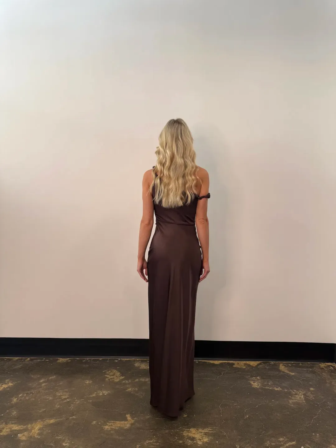 Bec & Bridge Lunetta Twist Strap Dress Maxi Dark Chocolate Size AU 8 for rent on The Volte - main image