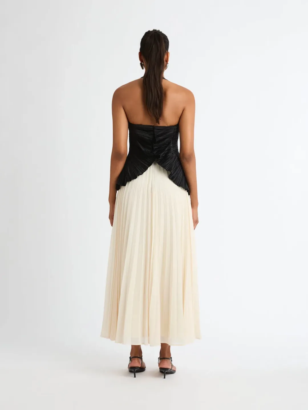 Sheike Strapless Soraya Maxi Dress in Black & Ivory Cream Size 8 for rent on The Volte - main image
